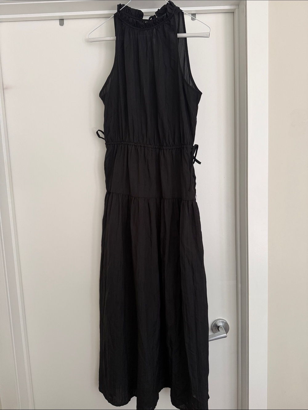 Gap: Black floaty tiered Halter Maxi Dress